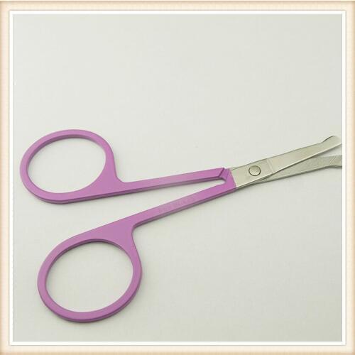 New Design~10pcs Purple Pattern Scissor Manicure For Nails Eyebrow Nose Eyelash Cuticle Scissors Curved Makeup Tools