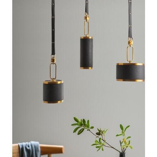 New Modern Leather Pendent Lamp Dining Room Restaurant Bar Counter Bedroom Hotel Decoration Pendent Lights E27 Lighting