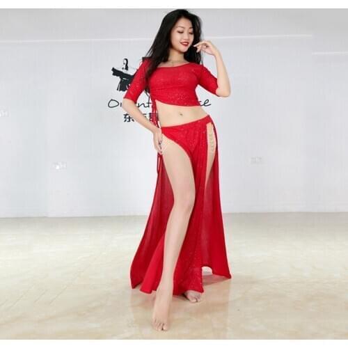 Belly Dance Clothing Female adult elegant Top Practice Clothing New Profession Sexy Competition Long Skirt Suit