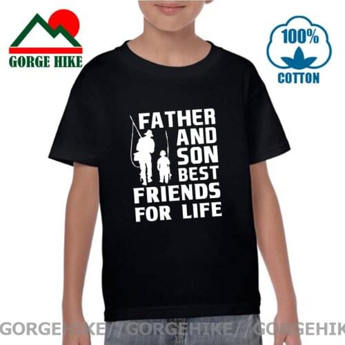Father and Son Best friends for life Parent-child T-shirt fishing life Funny letter print Boys Kids Family activities Tee Shirts