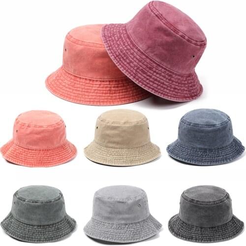 Retro Bucket Hat Foldable Casual Sun Hat Summer Women Men Retro Fisherman Cap Outdoor Travel Sunscreen Cotton Denim Washed