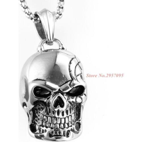 Punk Mexican Tattoo Stainless Steel Skull Pendant Necklace With Charm Men Fashion Jewelry For Biker
