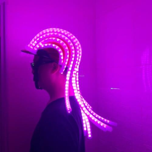 LED Light hair Lumious led hat stage performance headdress party show future technology cosplay wigs