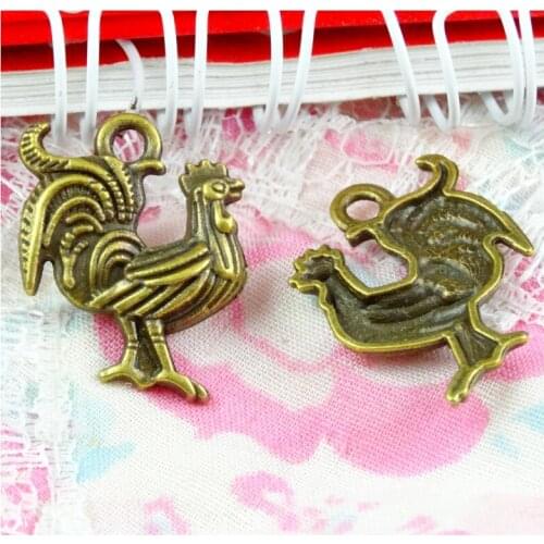 50pcs Charms cock rooster 23x18mm Antique bronze color Pendants Making DIY Handmade Jewelry accessories