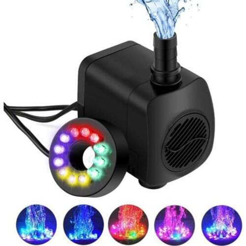 AC 220V 3/5W Submersible Water Pump With 12 LED lights 220-240V For Aquarium Fish Tank Pond Fountain EU plug