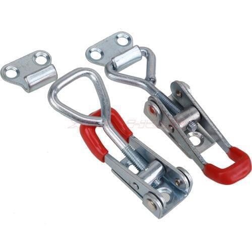 2pcs Galvanized iron Quick Adjustable Buckle Toggle Catch Latch Lock Clamp Hasp Home Tool box Case Fitting Metal Toggle Latch