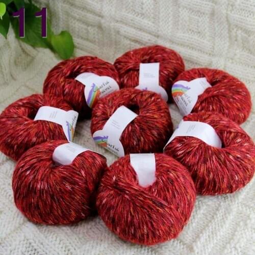 Sale of colorful wool 8ballsX50g thread camel hair color broken dyed line knitted scarf coat line mohair Colorful red 11