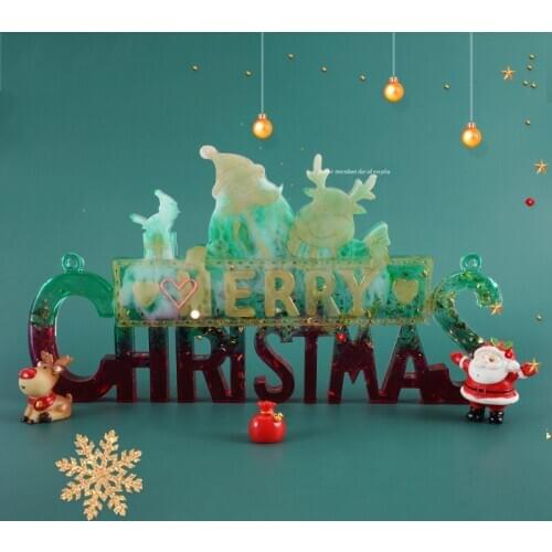 DIY Crystal Epoxy Resin Mold Christmas Santa Letters Listing Decoration Silicone Mold for Resin