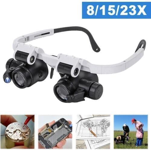 LED Magnifying Glasses 8x15×23× Jeweler Watchmaker Magnifying Glasses LED Light Repair Glasses