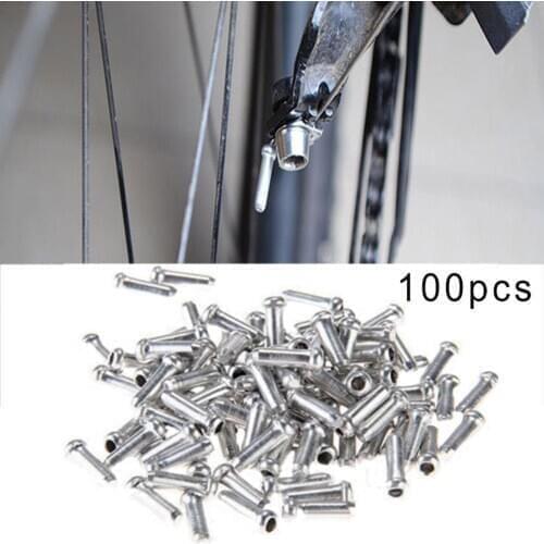 100Pcs Mountain Road Bike Bicycle Brake Gears Outer Cable End Caps Tips Crimps Shift Derailleur Cable Wire Tip Cap Housing Tools