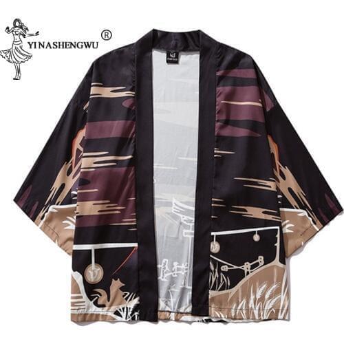 Unisex Japanese Kimono Cardigan Printed Yukata Women Men Casual Shirt Kimonos Femme Asian Kimono Cosplay Costumes Traditional