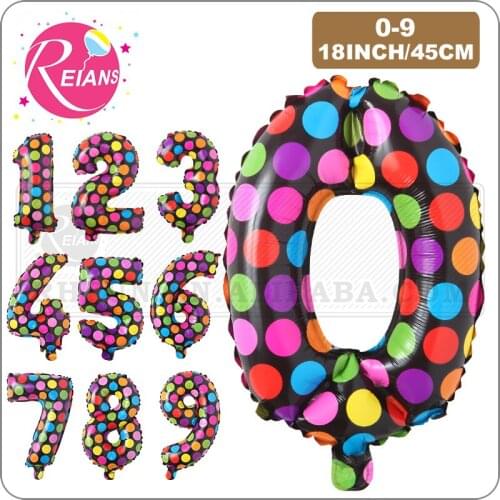 16 inch Dot color digit Wave point number 0 to 9 foil balloon birthday party Digital balloon wedding Christmas decoration globos