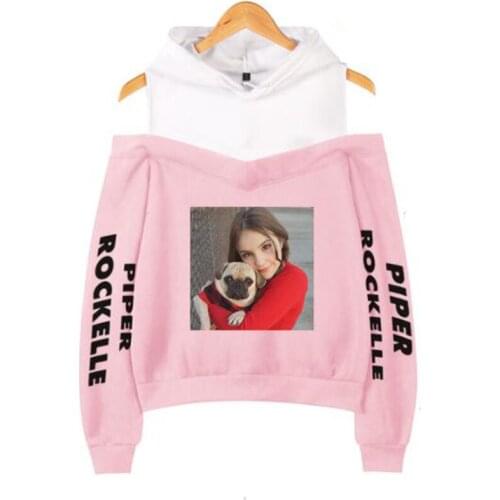 Piper Rockelle Merch Women Hoodie Sweatshirt Streetwear Hip Hop Long Sleeve Sexy Off Shoulder Fleece Hooded Jacket Outerwear