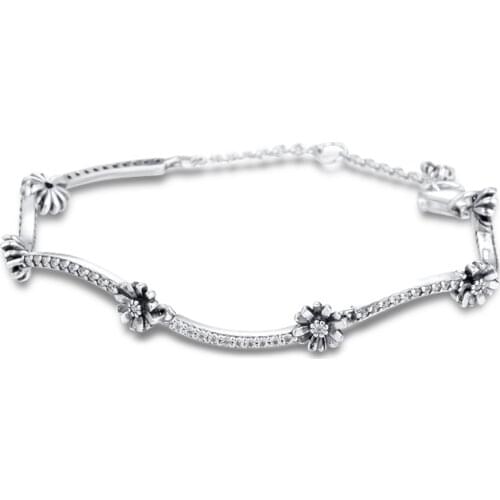 2020 Spring Charms Bracelet 100% 925 Sterling Silver Sparkling Daisy Flower Bracelets for Women DIY Jewelry Making berloques