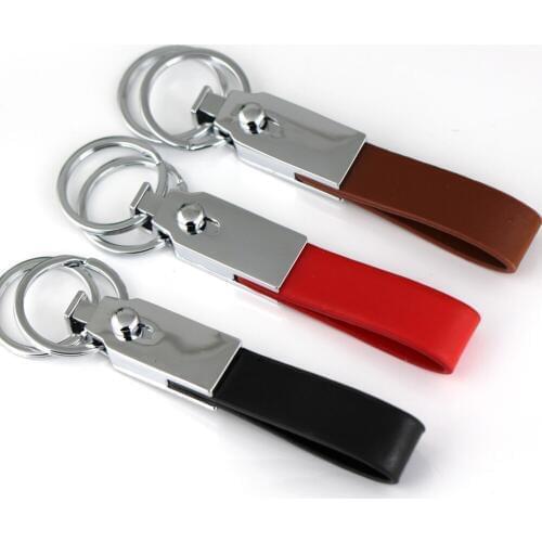 10pcs/Lot Detachable Waist Belt Double Loops Black Leather Strap Keyring Keychain Key Chain Ring Key Fob Holder 84015