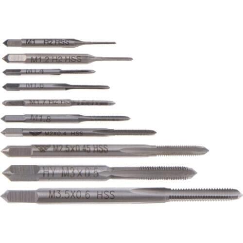 10Pcs M1 To M3.5 Machine Hand Tap Set HSS Thread Wire Tapping Threading Taps