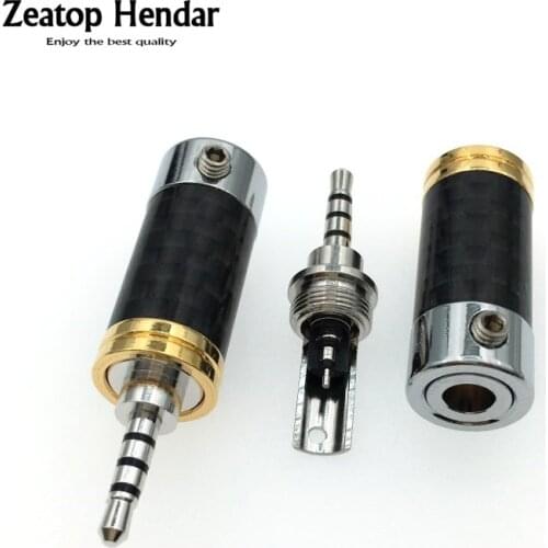 10Pcs Rhodium Plated 2.5mm 4Pole Stereo Adapter Carbon Fiber Audio Jack DIY Earphone Plug Wire Connector for AK320 380 Headphone