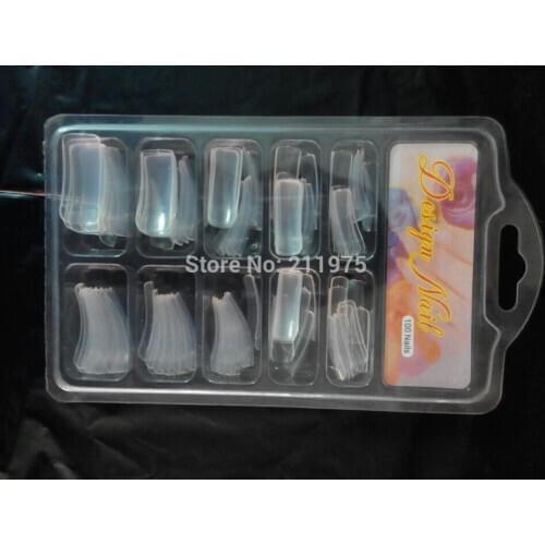 100 PCS Transparent Color ACRYLIC GEL FALSE FRENCH NAIL ART TIPS Salon School Tools white Natural Color