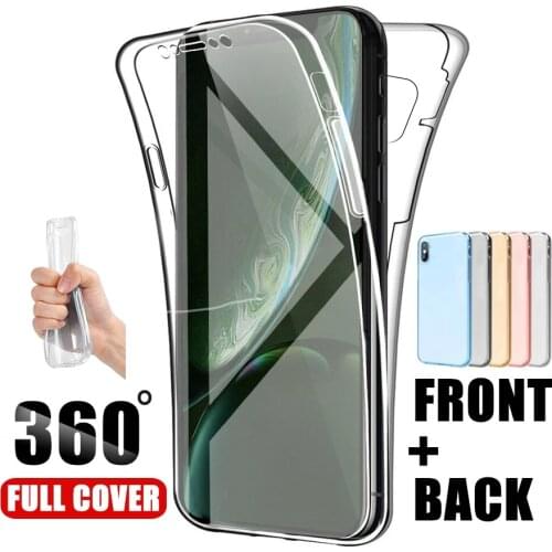 360 Double Silicone Clear Soft Case For IPhone 13 12 11 Pro XR XS Max Full Body Protective Cover On IPhone 6 6S 7 8 Plus SE 2020