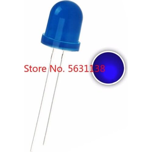 50pcs 10mm Blue DIP LED Emitting Diode Diffused ( BLUE LENS ) F10 BLUE 20mA 2V DIP LED LIGHT BEADS LAMPS cree power leds chip