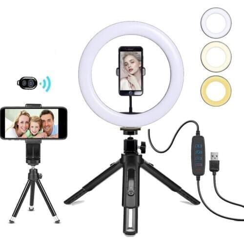 8inch Photography Lighting Phone Ringlight Tripod Stand Photo Led Selfie Bluetooth remote Ring Light Lamp TikTok Youtube Live
