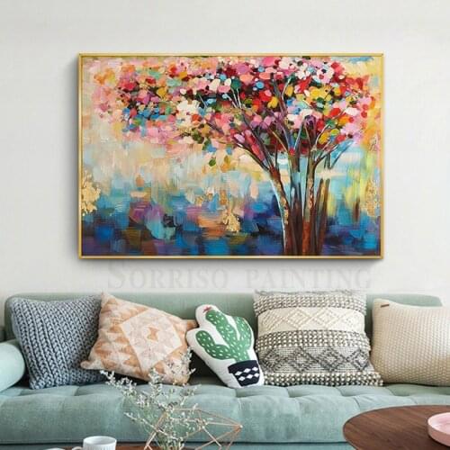 Abstract Tree Oil Canvas Painting Modern Wall Design Art Hallway Posters And Prints Pictures For Living Room Home Dining Decor