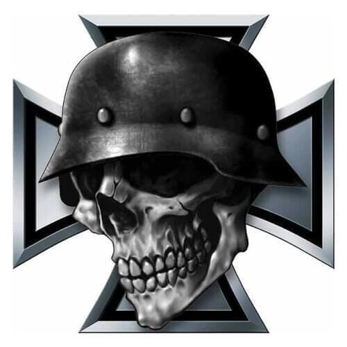 Dawasaru Iron Cross Skull Car Stickers Waterproof Cover Scratch Decals Laptop Suitcase Auto Motorcycle Decoration PVC,13cm*13cm