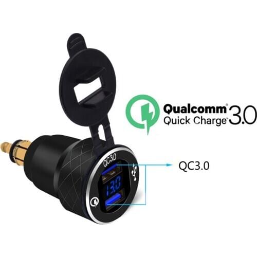 12V-24V Car Motorcycle Cigarette Lighter Dual USB Charger Car Boat Motorcycle Cigarette Lighter Sockets Power Plug Outlet LED