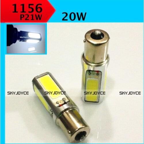 Free Shipping Super xenon White cob 1156 p21w led ba15s 12v bulbs 20W 1156 Truck car styling Light parking Auto cob Car lamp