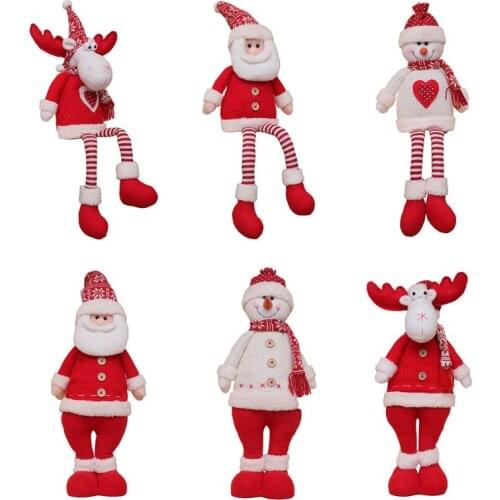 Large Size Christmas Dolls Retractable Santa Claus Snowman Moose Toys Christmas Figures Christmas Gift for Children