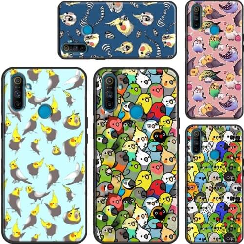Cartoon Cockatiel Collage Case For Realme 8 Pro C15 C11 C3 GT Neo 7i Q3 6 7 Pro Funda For OnePlus 9 Pro 8 Nord 7T 8T