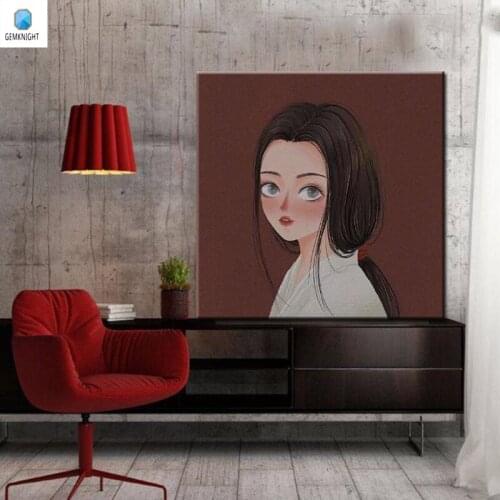 Diy coloring by numbers modular pictures home decor hand painted oil painting on canvas oil painting anime girl