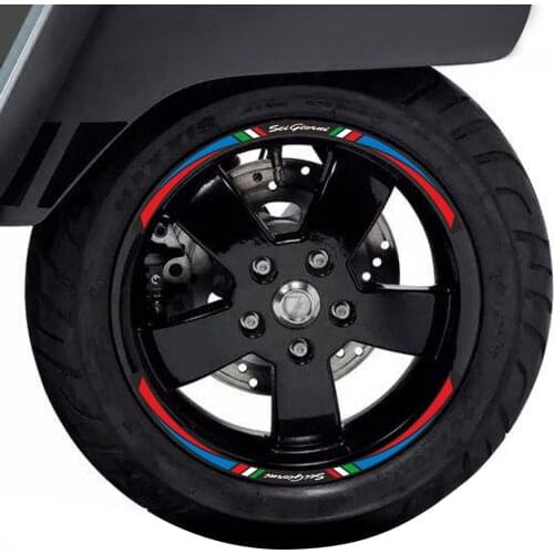 For Piaggio Vespa GTS Sprint Primavera 50 150 150S 300 300ie Rim Decals Scooter 12" Wheel Reflective Sticker Set