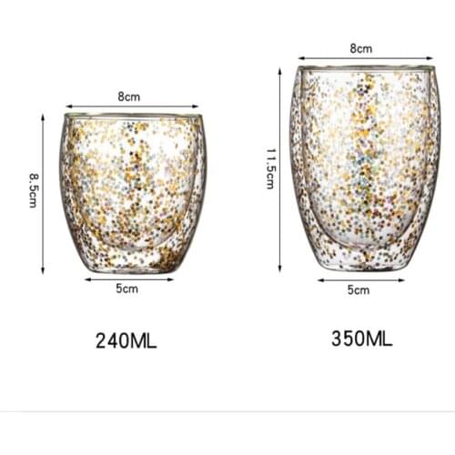 1pcs Double-layer Starry Sky Glass Creative Heat-resistant Coffee Milk Cup Kitchen Bar Drinkware Kawaii Mug Coffee Mugs