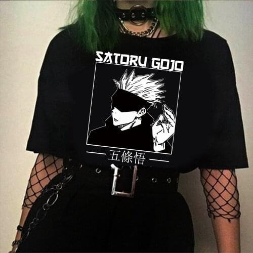 Japanese Anime Jujutsu Kaisen T Shirt Men Kawaii Summer Tops Satoru Gojo Graphic Tees Cool Unisex T-shirt Tops Harajuku