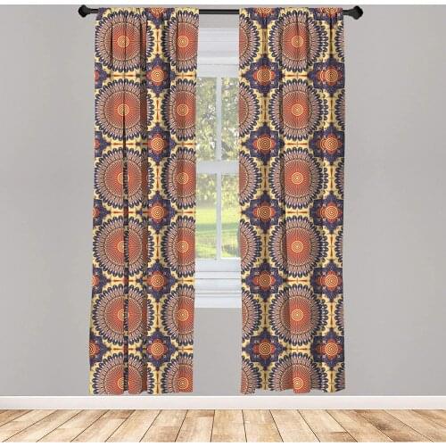 Mandala Curtain Round with Design Details Eastern Moorish Culture Window Treatment Living Room Bedroom