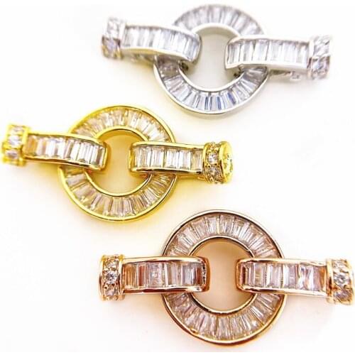 Copper Clasps 18K Gold plated DIY Pearls Jewelry Fittings Fastener Connector Clasps For DIY Gems Pearls Necklace Bracelet Clasp