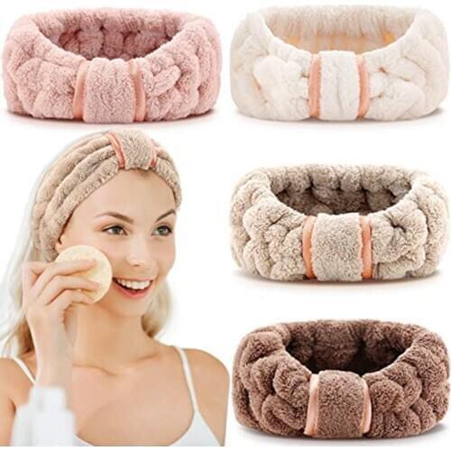 Cute Coral Fleece Headband Microfiber Soft Spa Facial Elastic Hairband For Women Girls Wash Face Hair Accessories