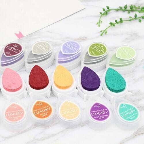Mini Water Droplets Shape Ink Pad Colorful Cartoon Stamp Ink Pad Set for DIY Art Craft C66