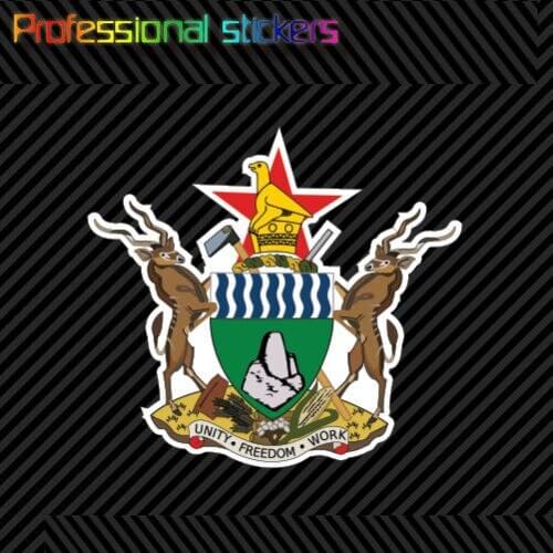 Zimbabwean Coat of Arms Sticker Decal Self Adhesive Vinyl Zimbabwe Flag ZWE ZW Stickers for Cars, Bicycles, Laptops, Motos
