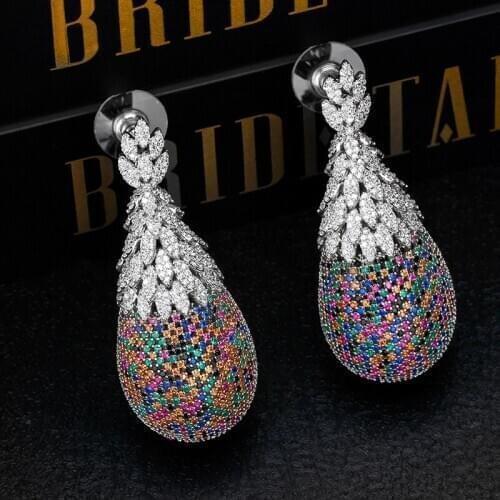 Bride Talk Fashion Dubai Bridal Earrings Cubic Zirconia High Quality Luxury Jewelry For Wedding Engagement Party Lovers Gift