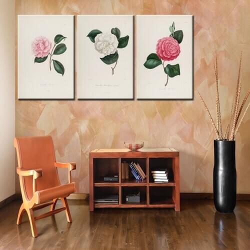 Nordic Simple Nostalgic Flowers Decorative 3 Piece HD Painting Modular Picture Wall Art Canvas Painting Living Room Home Decor