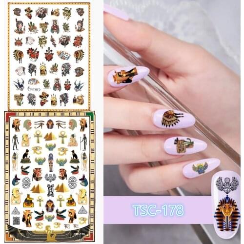 Newest TSC sereis TSC-178 Egypt pyramid 3d nail art sticker nail decal stamping export japan designs rhinestones decorations