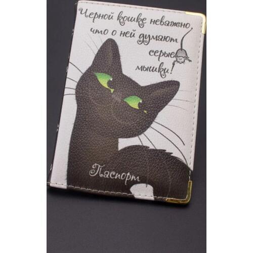 2019 Russian cat cartoon passport cover for women cute fashion travel documents card holder men hot sale brand new cards case