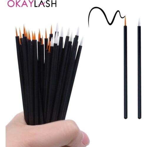 OKAYLASH 50pcs/lot Disposable Eyeline Brushes Professional Eye Liner Applicators Micro Cosmetic Makeup Tools