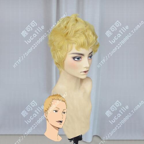 Anime Run with the Wind Jo Taro Wig Cosplay Short Golden Heat Resistant Synthetic Hair Wig + Wig Cap