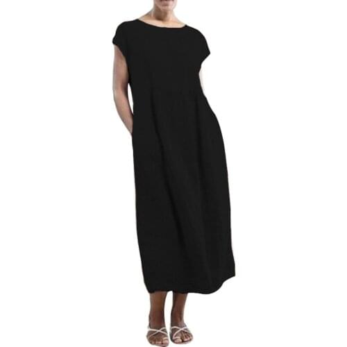 Платье dress Women Summer Solid Short Sleeve Baggy Beach Shift Kaftan Midi Dress vestido de mujer платье летнее платье женское