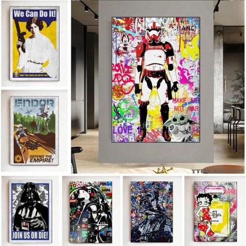 Star War Darth Vader Anime Poster Retro Graffiti Street Art Movie Painting Prints Abstract Wall Decor Picture Kids Room Cuadros