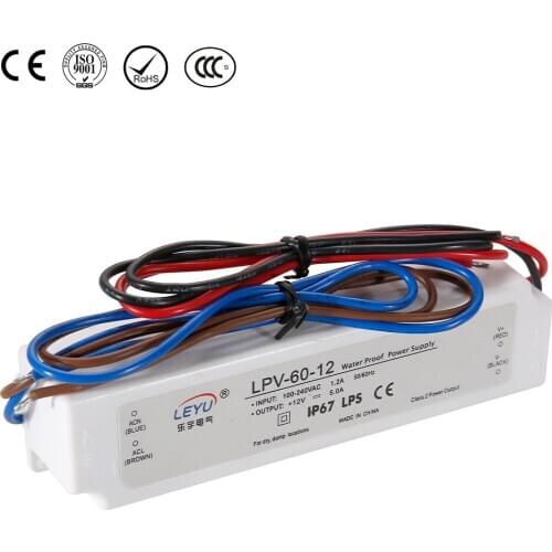 Psu 60w 8a waterproof drivers plastic case class 2 dc to ac wholesale price with CE RoHs high quality