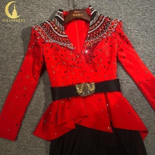 Rhine Real picture Zuhair Murad red long sleevs with black lace women evening dress long formal dresses